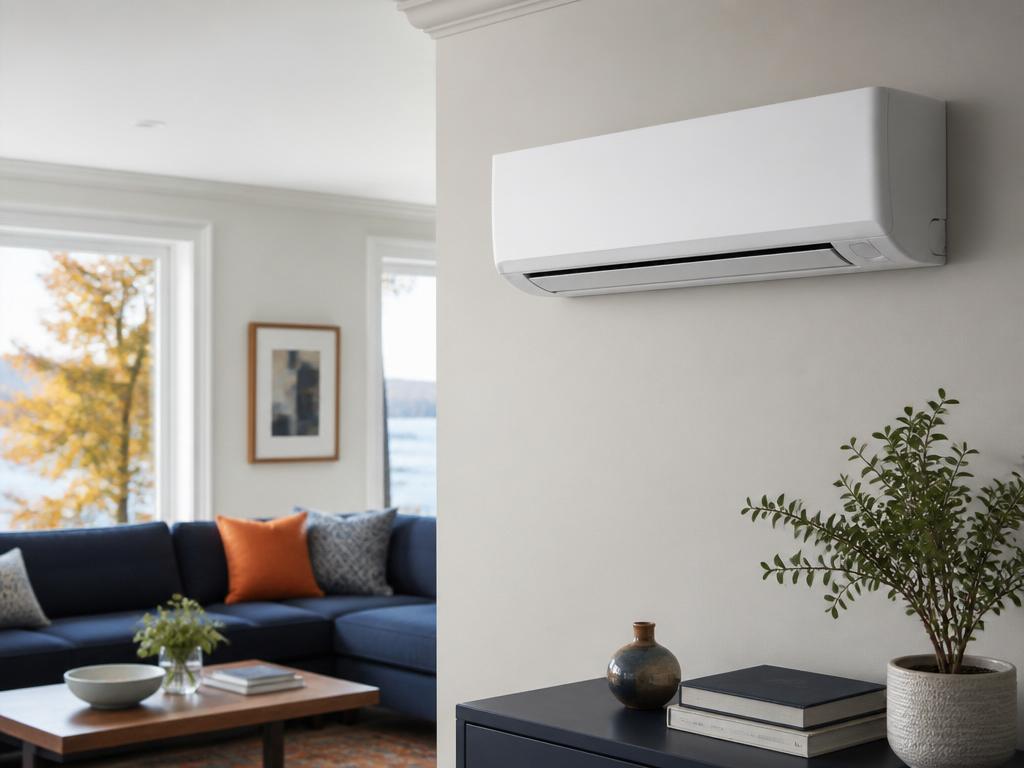 Modern white ductless mini-split mounted on an interior wall
